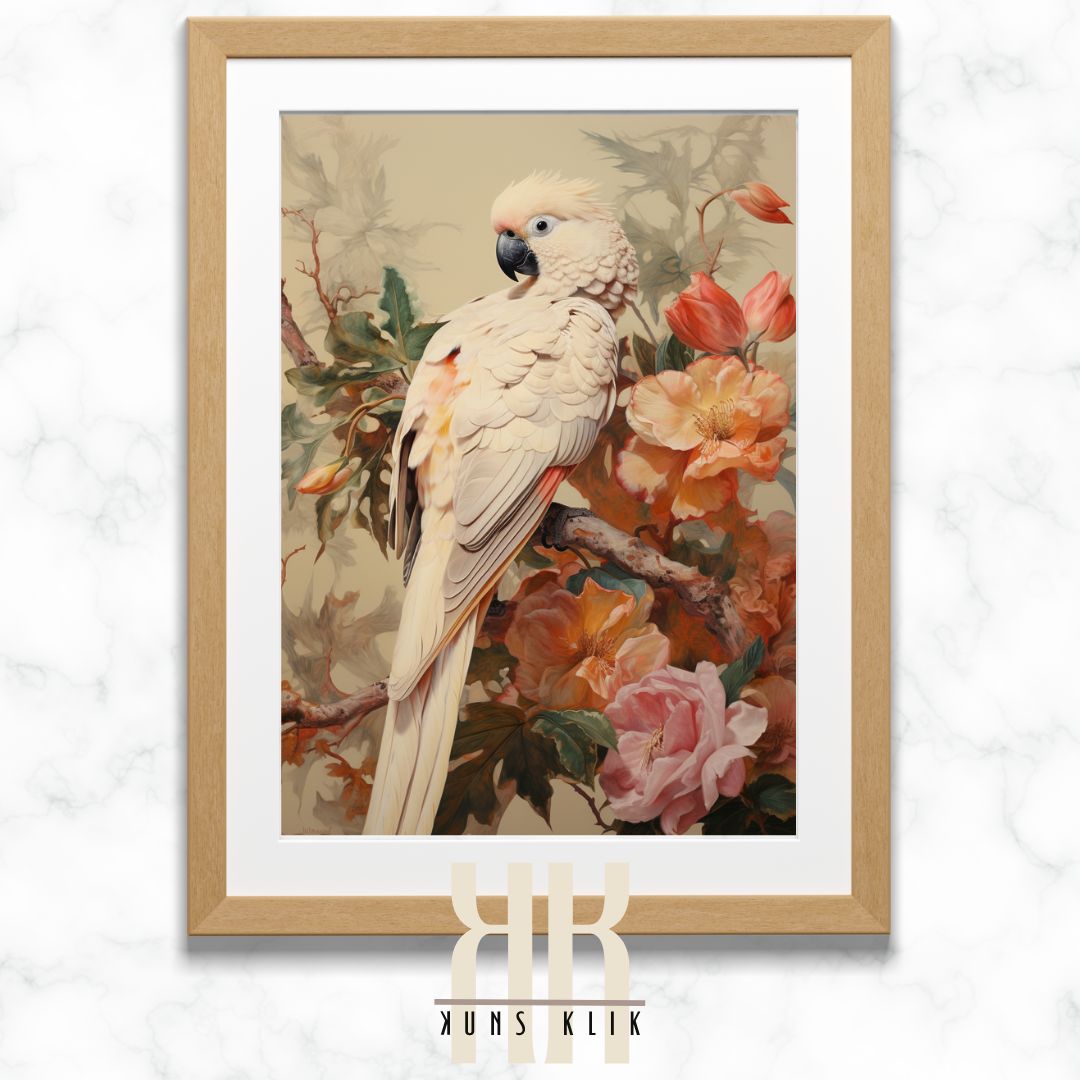 Realistic Parrot Portrait in Soft Tones Art Poster