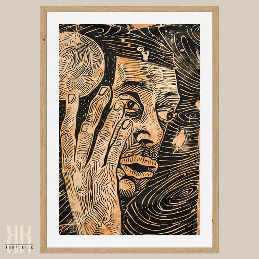 Abstract Face with Cosmic Design Wall Art