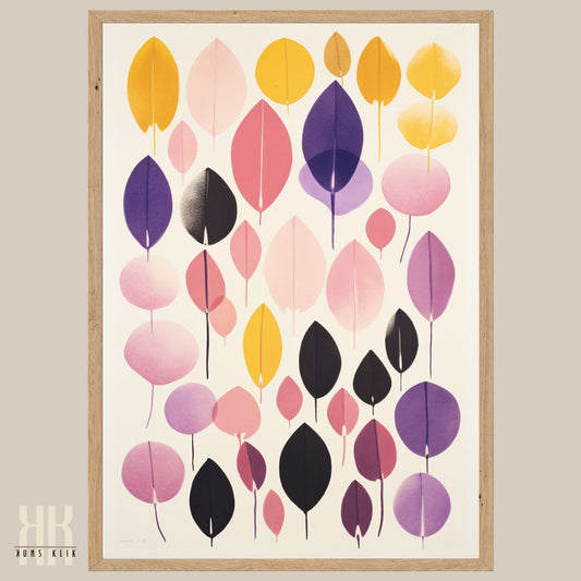 Unique Botanical Art Print Abstract Pastel Leaves in Watercolour
