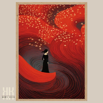 Minimalist Silhouette in Red Landscape Art Print