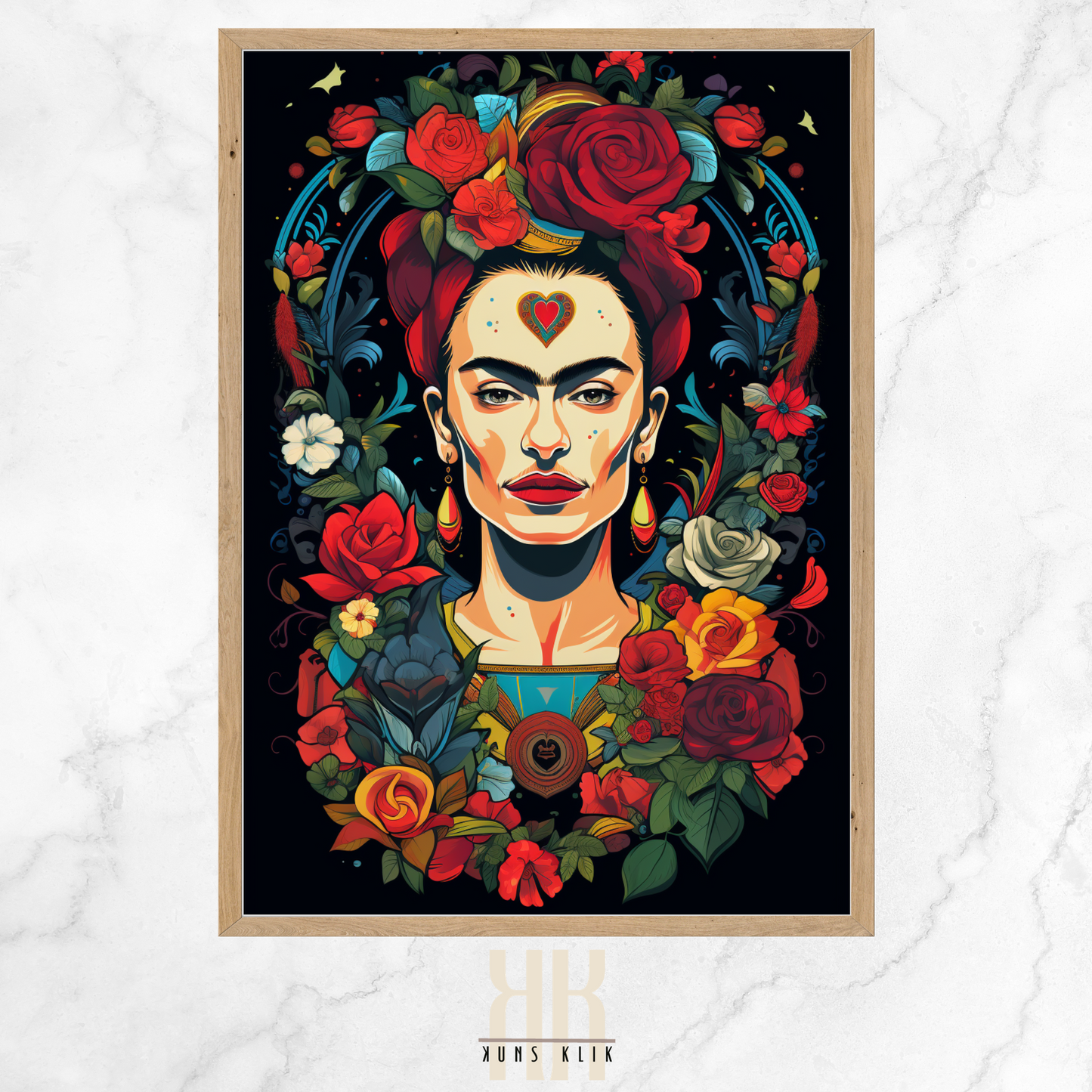 bold colourful frida portrait