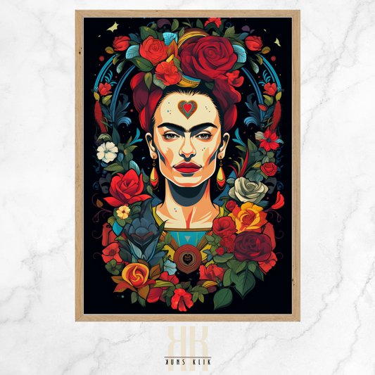 bold colourful frida portrait