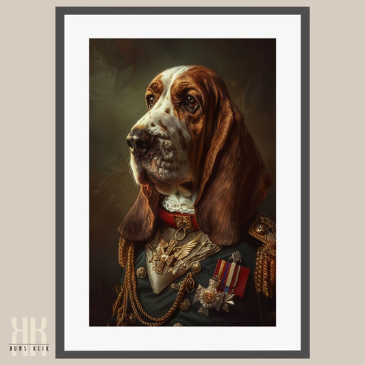 Basset Hound Dog Royal Portrait Dressed as Royalty
