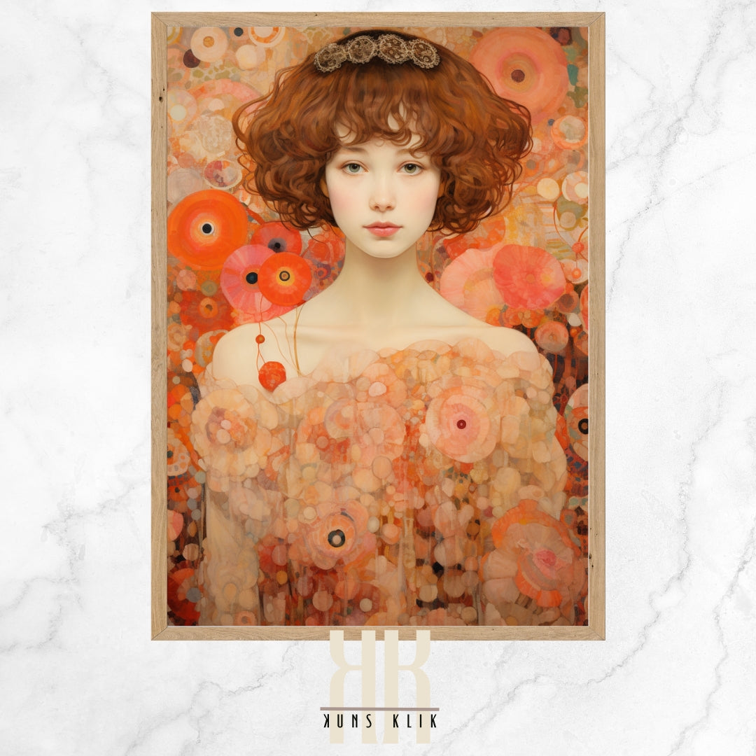 Colourful Flower Field and Female Portrait Art Poster