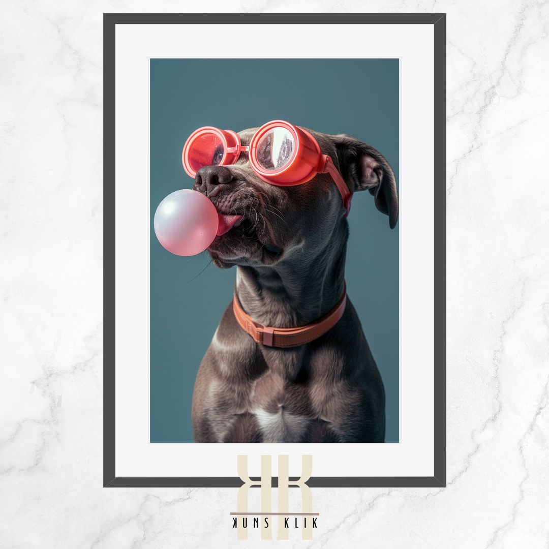 Anthropomorphic Animal Art Prints with Bubble Gum