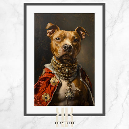 Staffie Dog Royal Portrait Dressed as King