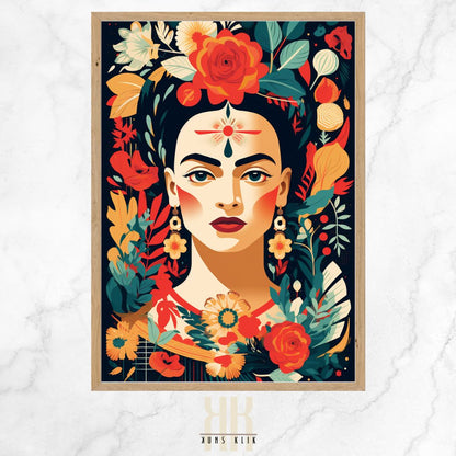 Floral Frida Kahlo Art Print