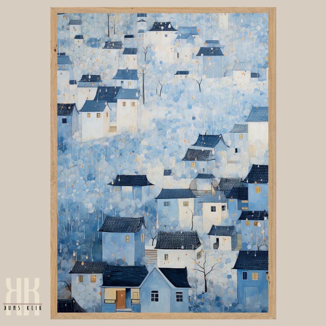 Blue Coastal House Art