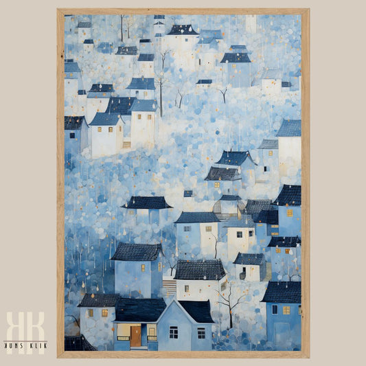 Blue Coastal House Art