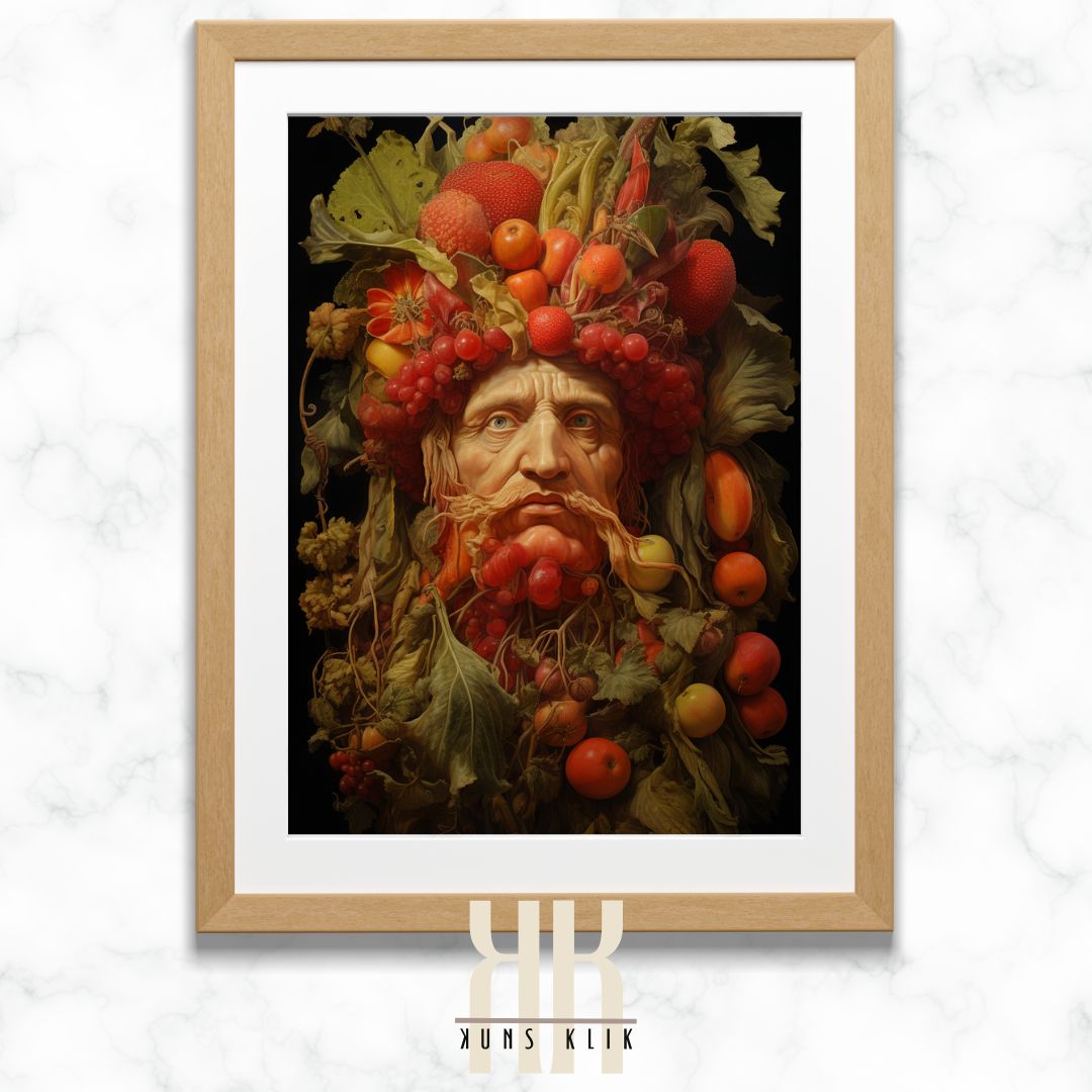 Fruits and Flowers Encircled Man Art Print