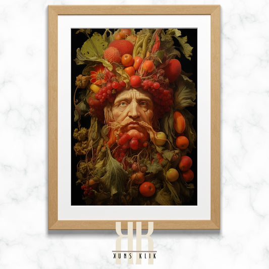 Fruits and Flowers Encircled Man Art Print