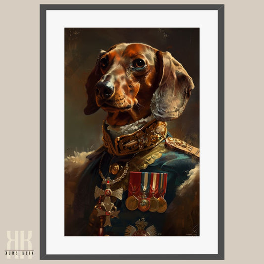 Dachshund Dog Royal Portrait Dressed as Royalty