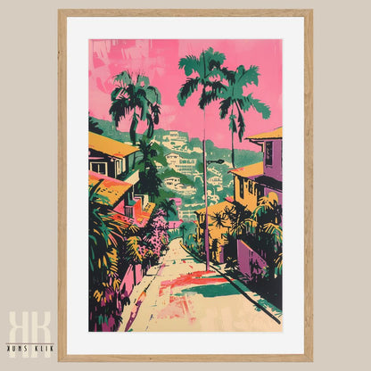 Vintage Tropical Landscape Art Print – Coastal Palm Trees & Island Vibes