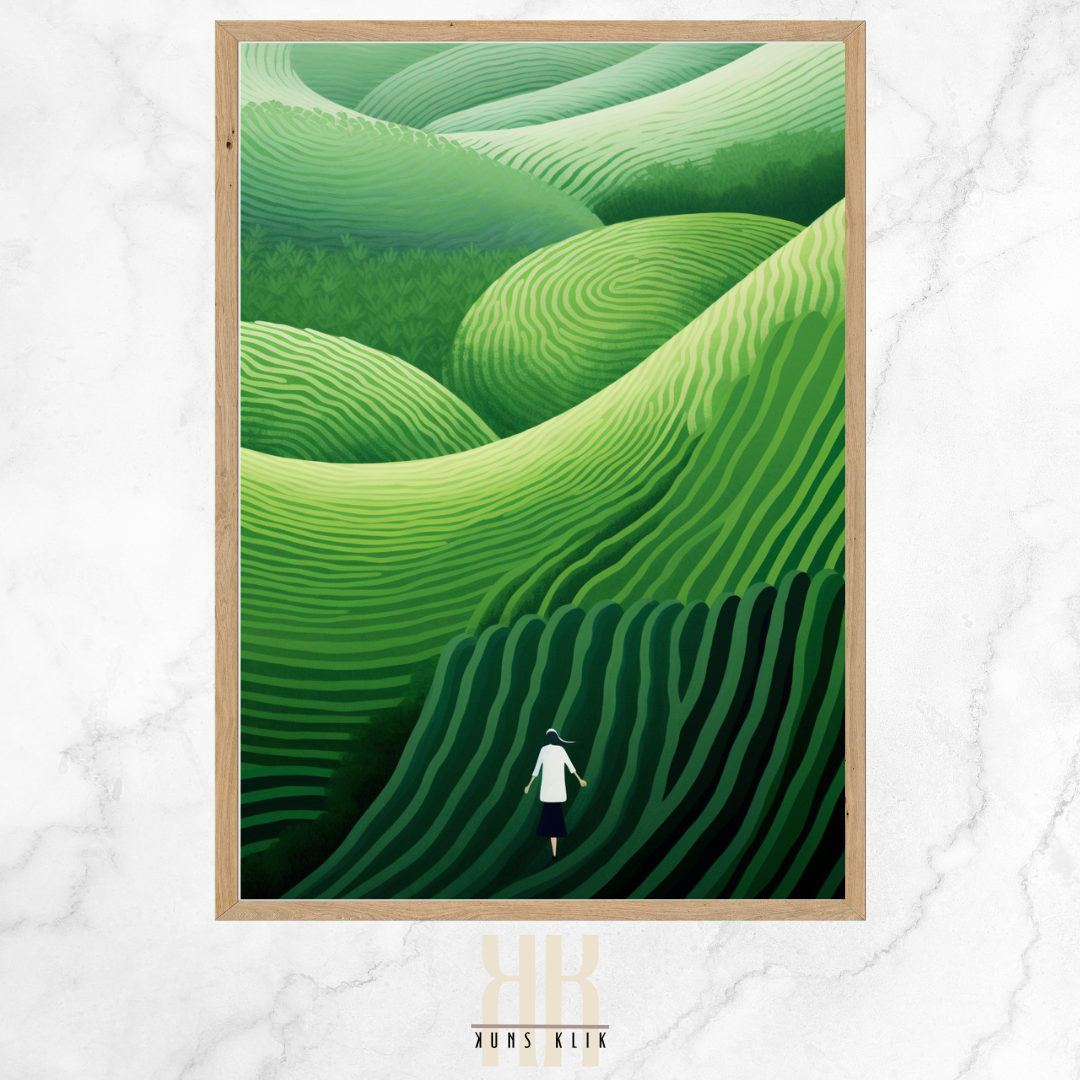 Modern Minimalist Landscape Green Waves of Nature Wall Art