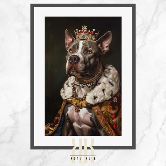 Pitbull Dog Royal Portrait Dressed as Royalty