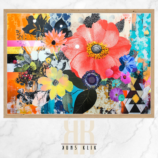 Abstract Boho Collage Print – Fashion Illustration with Bold Florals