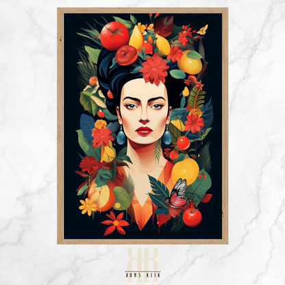 bold colourful frida portrait