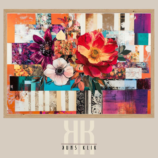 Bold Maximalist Collage Art – Fashion-Inspired Mixed Media Floral Print