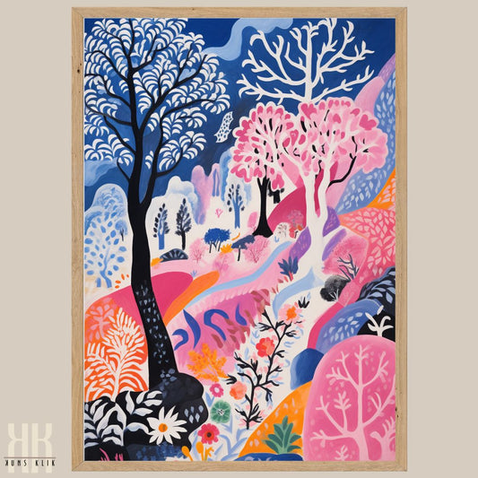 Matisse-Inspired Mountain and Forest Art Print