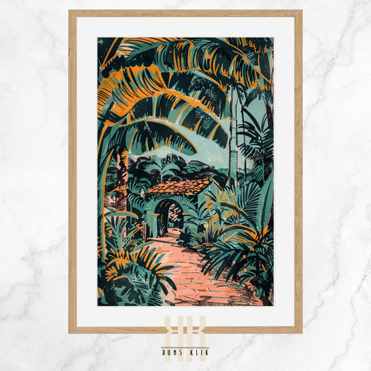 Tropical Dreamscape Wall Art – Exotic Jungle with Vintage Color Palette