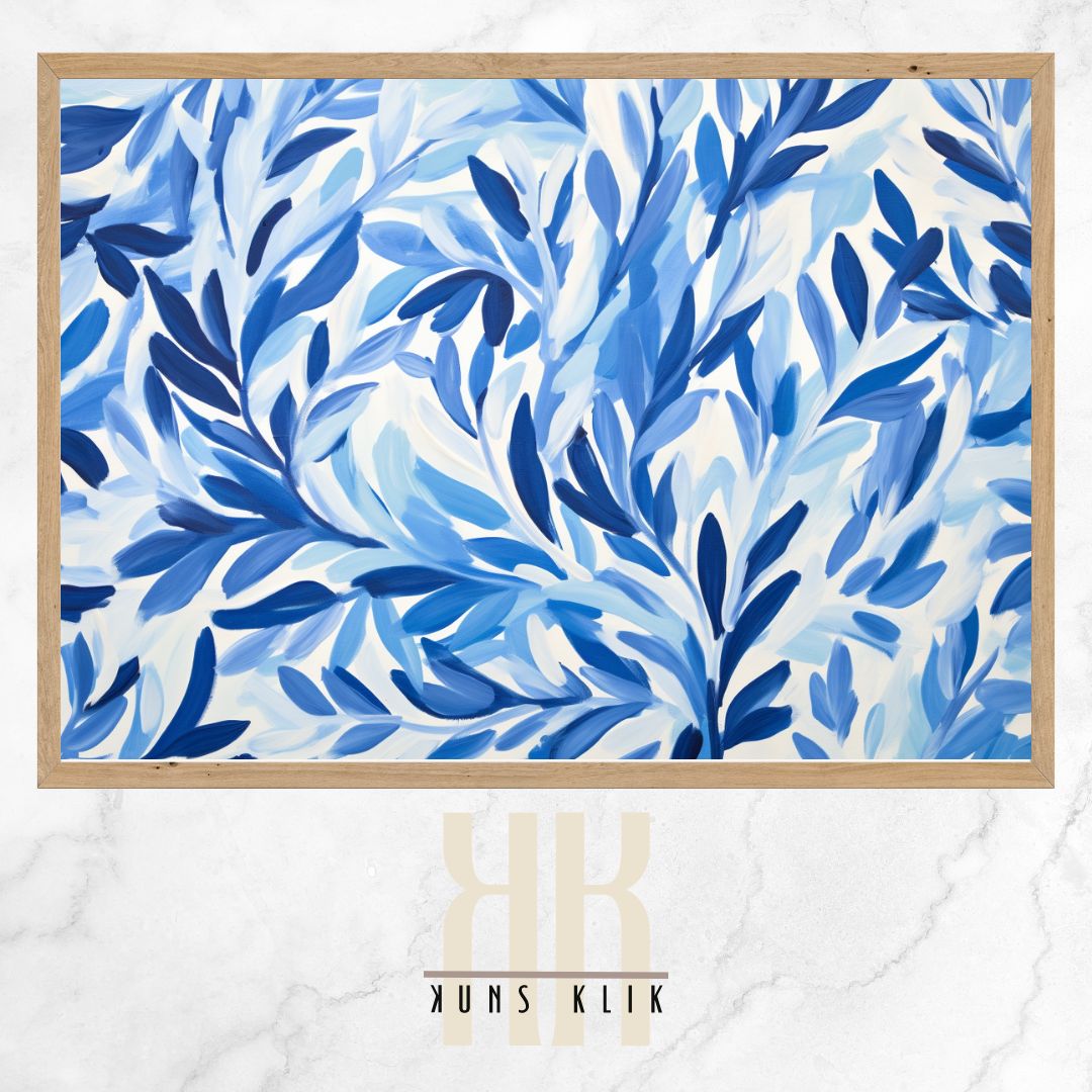 leaf pattern blue art print