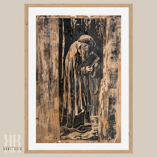 Old Man Lone Figure Vintage Antique Wall Art