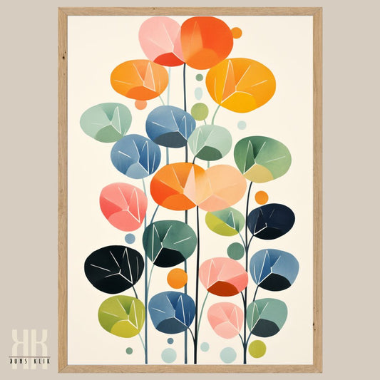 Abstract Flat Botanical Print in Bold Colours