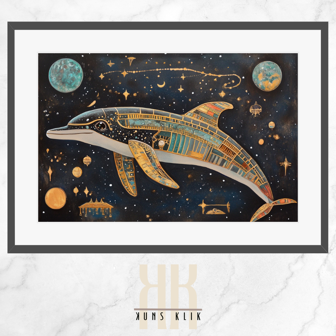 Ethereal Dolphin Swimming in the Stars - Astral Art Poster