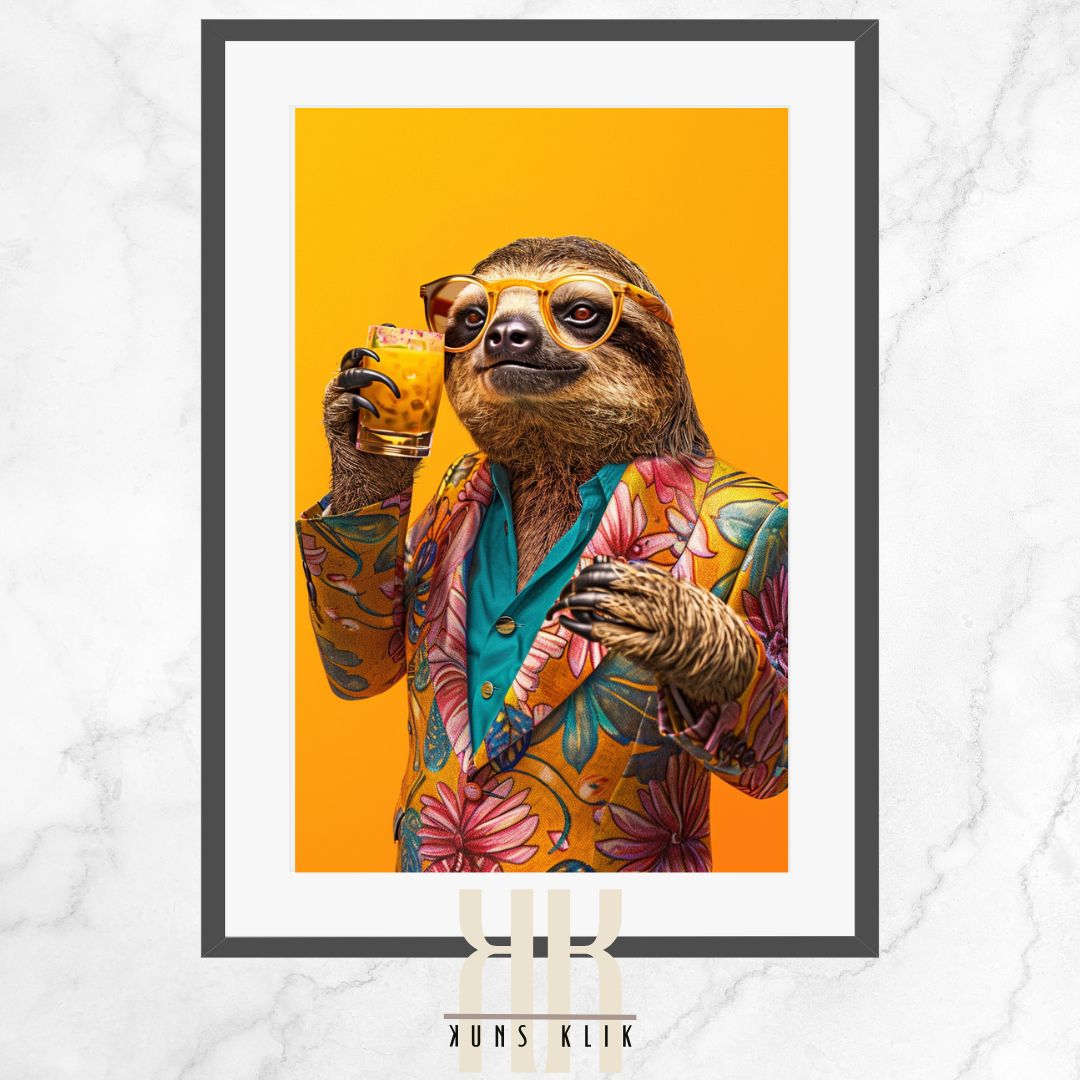 Classy Sloth in Bright Floral Suit