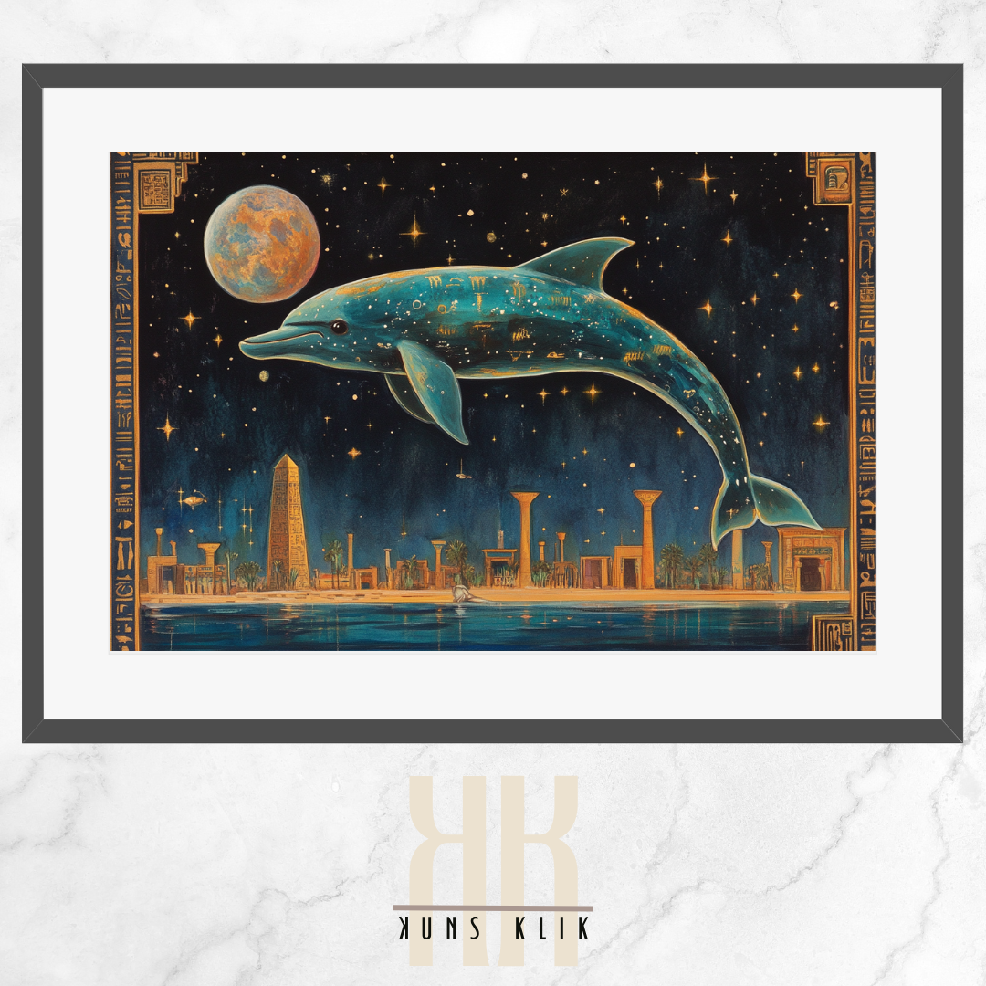 Celestial Dolphin and Ancient Egypt - Mystical Art Poster