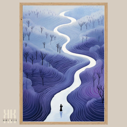 Abstract Landscape Art in Hues of Blue