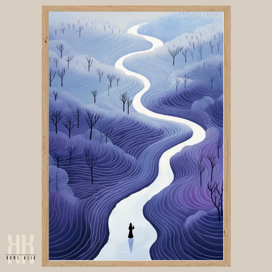 Abstract Landscape Art in Hues of Blue