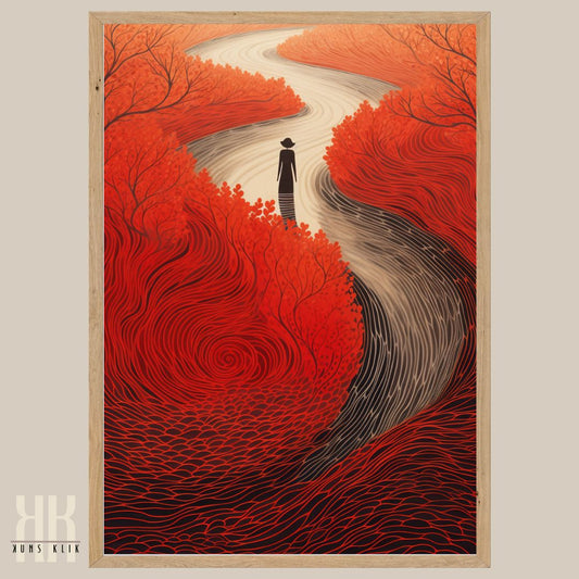 Mystical Path in Red Landscape Art Print