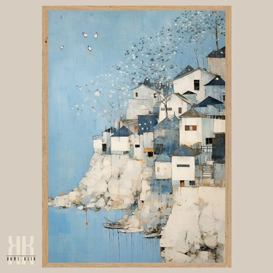 Blue and White Beach Art Work
