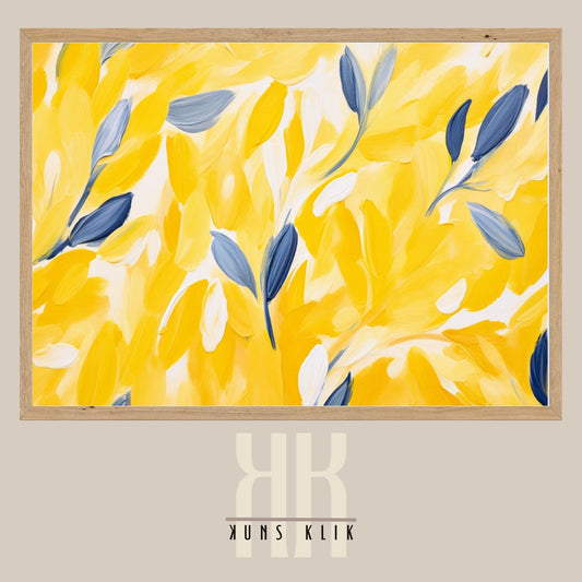 Blue and Yellow Abstract Wall Art Print