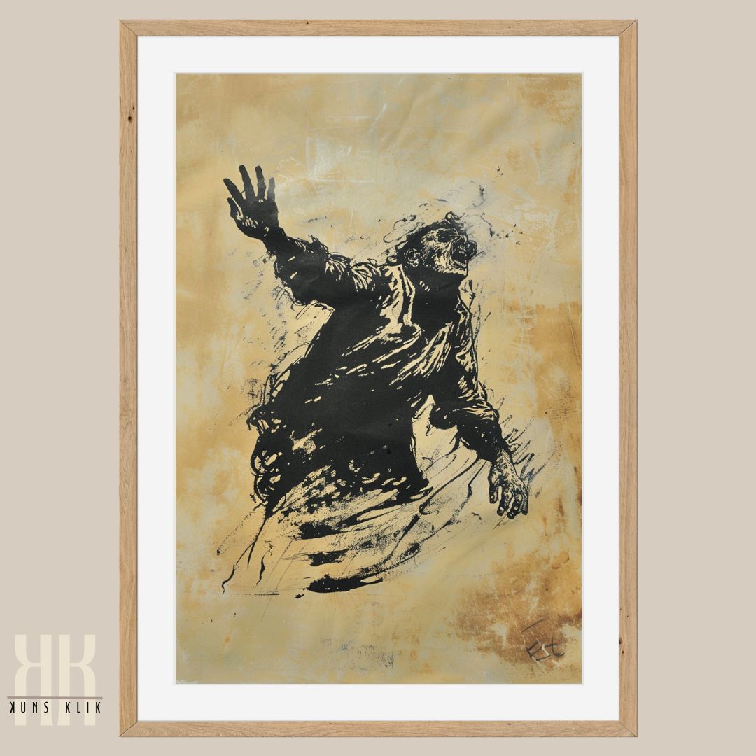 Abstract Male Figure Sketch Wall Art Print