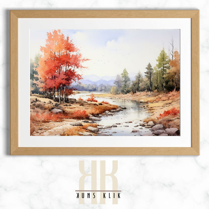 Watercolour Autumn Scene Wall Art