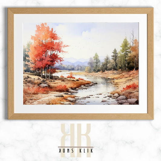 Watercolour Autumn Scene Wall Art