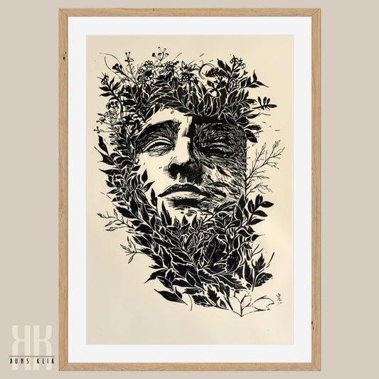 Face in Botanicals Vintage Portrait