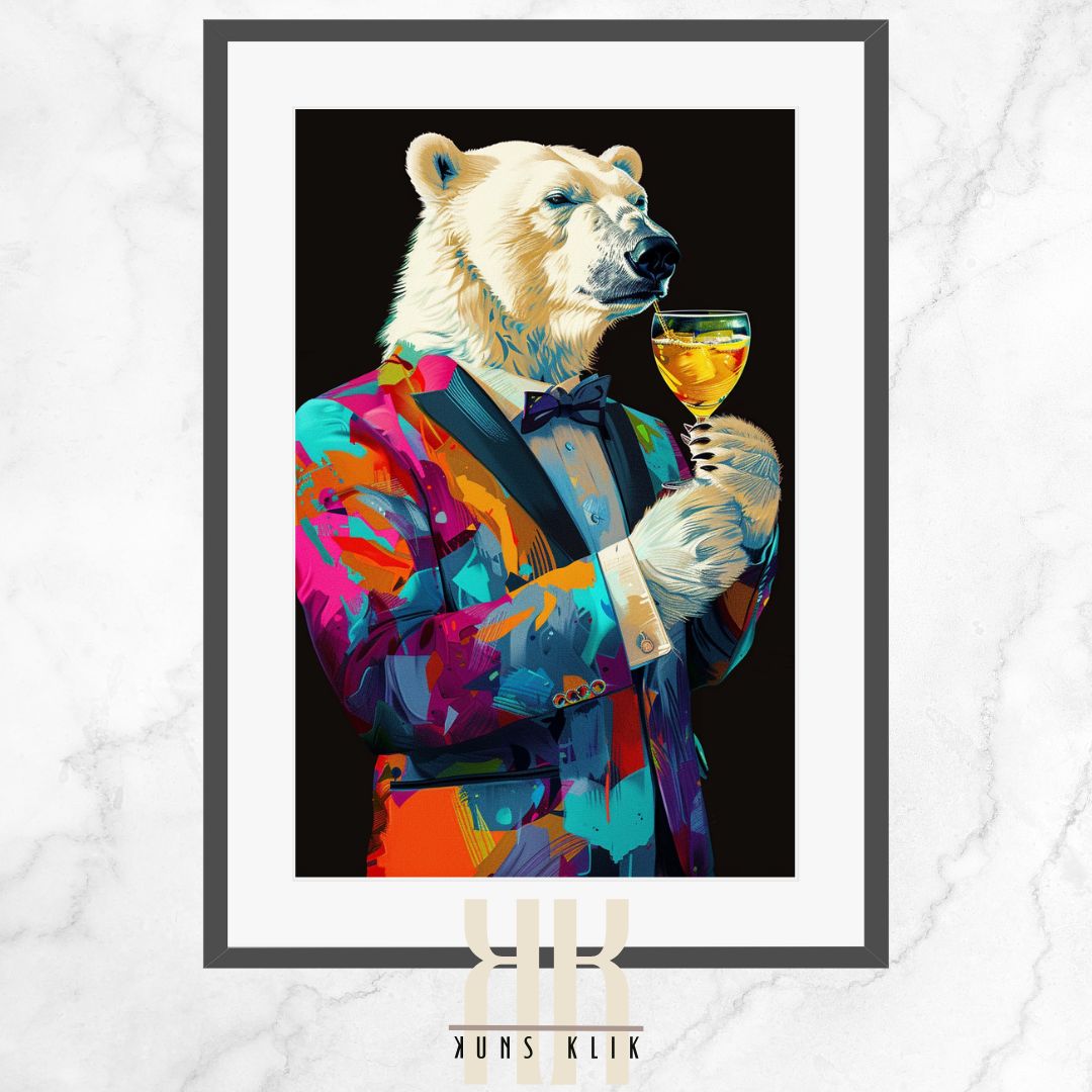 Dapper Polar Bear in Colourful Tuxedo