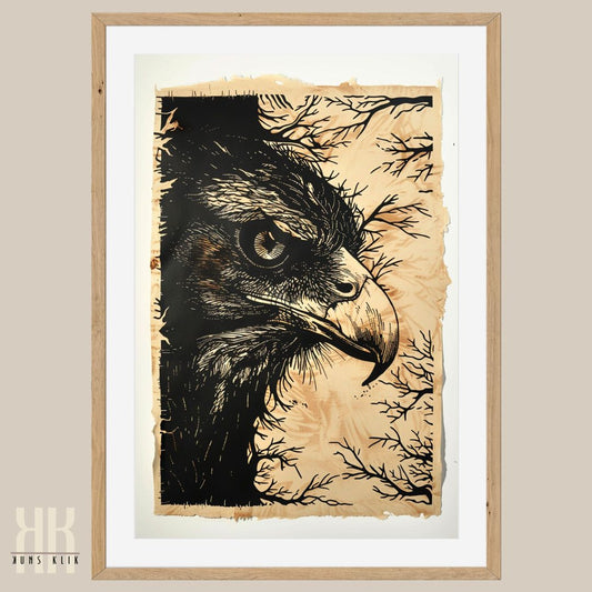 Vintage Etching of Eagle in Black Ink