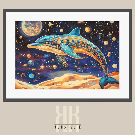 Dreamy Space Dolphin Art - Ethereal Egyptian Galaxy Print