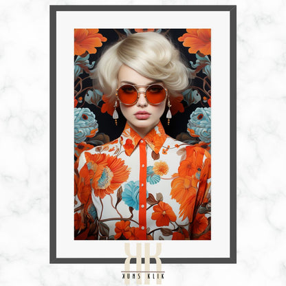 Fashion Woman Floral Wall Art Print