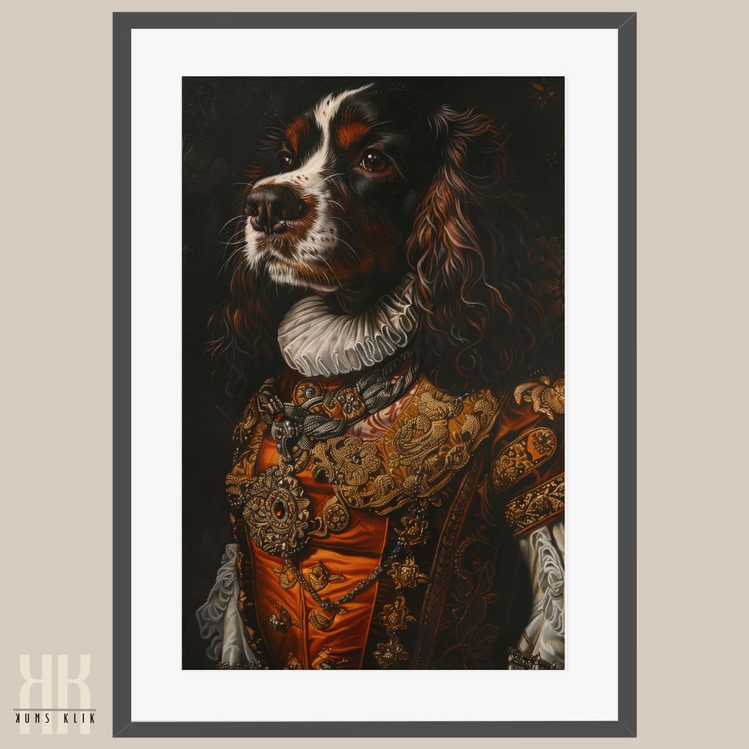 Spaniel Dog Royal Portrait Dressed as Royalty