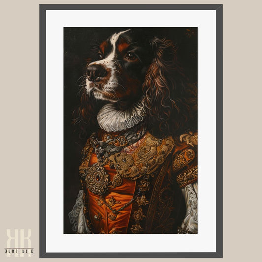 Spaniel Dog Royal Portrait Dressed as Royalty