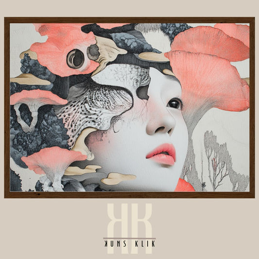 Japanese-Inspired Floral Portrait - Sophisticated Home Art
