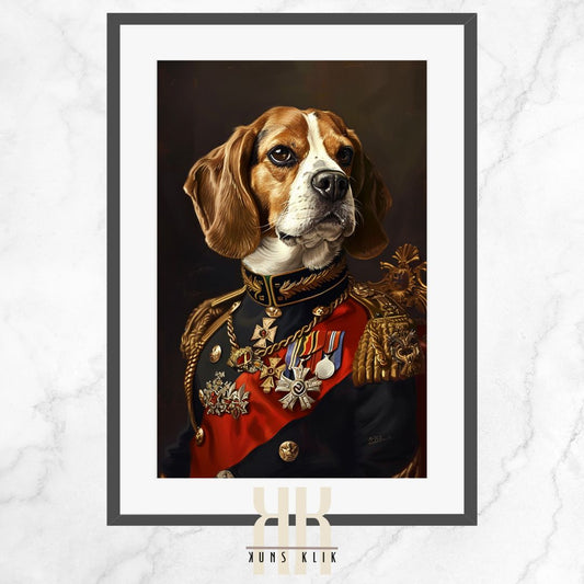 Beagle Dog Royal Portrait Dressed as Royalty