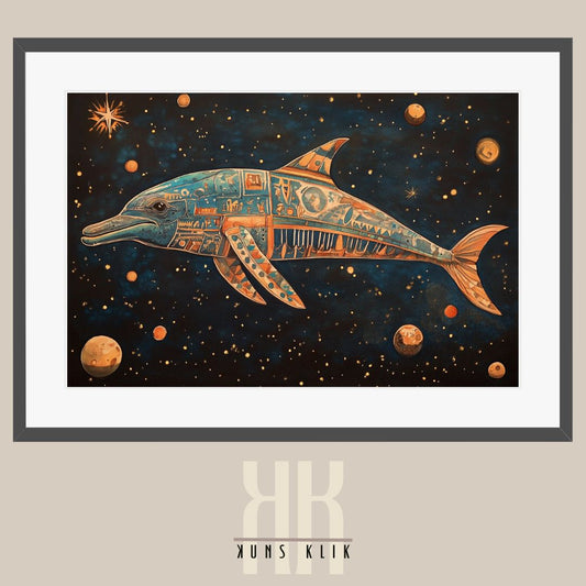 Surreal Dolphin in a Cosmic Realm - Unique Universe Wall Decor