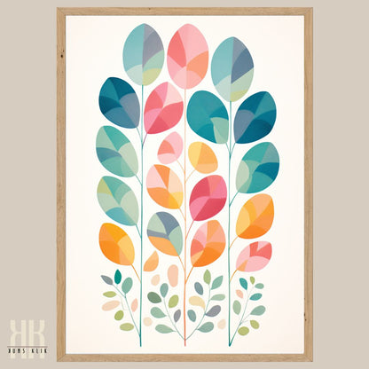 Simple Clean Leaf Print on White Background