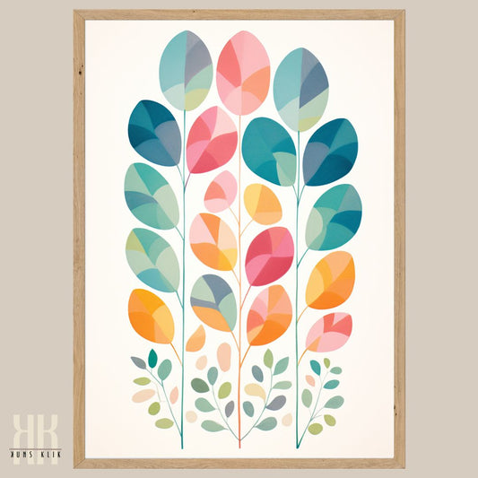 Simple Clean Leaf Print on White Background